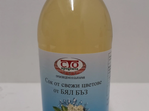 СТО ПРОЦЕНТА Домашна лимонада сок от бял бъз 500 гр. - 6 бр.