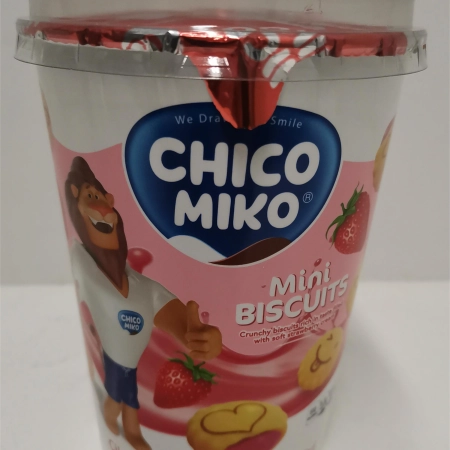 Бисквитки ягода с течен шоколад Chiko Miko125гр./24