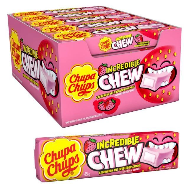 Бонбони дъвчащи Chupa Chups ягода 45 гр - 20 бр./12